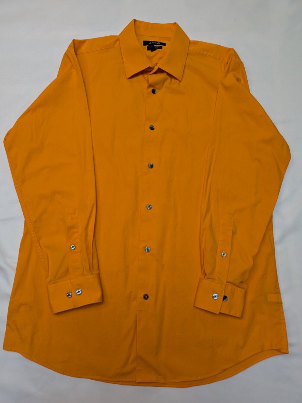 Apt 9 Mens Dress Shirt 16.5 32/33 Bright Orange Gold Slim Fit - Picture 4 of 5
